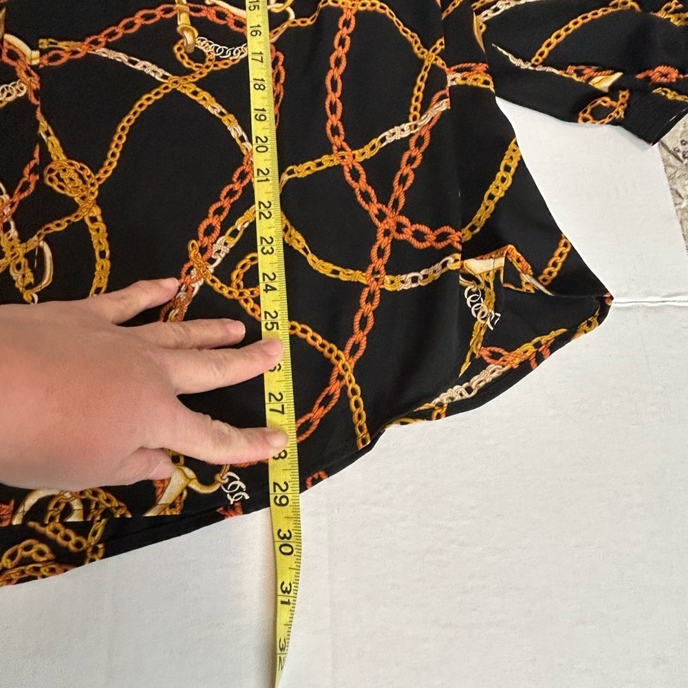 Worthington Black and Orange Chain Print Blouse - Picture 4 of 7